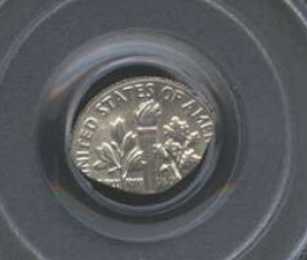 1991 Roosevelt dime clipped planchet error with a smooth curved section missing from the rim due to a blanking punch overlap